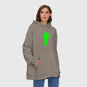 Худи SuperOversize хлопок с принтом BILLIE EILISH (НА СПИНЕ) в Курске, 70% хлопок, 30% полиэстер, мягкий начес внутри | карман-кенгуру, эластичная резинка на манжетах и по нижней кромке, двухслойный капюшон
 | be | billie | billie eilish | билли | билли айлиш