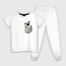 Детская пижама хлопок с принтом Мопс в кармане в Курске, 100% хлопок |  брюки и футболка прямого кроя, без карманов, на брюках мягкая резинка на поясе и по низу штанин
 | Тематика изображения на принте: pug | карман | карманный мопс | малыш | милый | мопс | пес | песик | собака | собачка