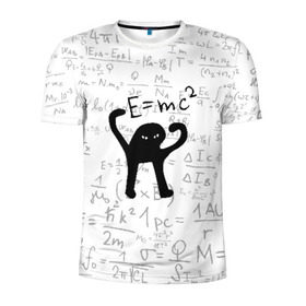 Мужская футболка 3D спортивная с принтом ЪУЪ СЪУКА E=mc2 в Курске, 100% полиэстер с улучшенными характеристиками | приталенный силуэт, круглая горловина, широкие плечи, сужается к линии бедра | Тематика изображения на принте: cat | emc 2 | emc2 | mem | memes | truxkot19 | знаменитые формулы | интернет приколы | кот | мем | мем кот | физика | формулы | ъуъ | ъуъ съука | эйнштейн