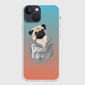 Чехол для iPhone 13 mini с принтом Карманный мопс в Курске,  |  | Тематика изображения на принте: pug | карман | карманный мопс | малыш | милый | мопс | пес | песик | собака | собачка