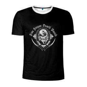 Мужская футболка 3D спортивная с принтом Five Finger Death Punch в Курске, 100% полиэстер с улучшенными характеристиками | приталенный силуэт, круглая горловина, широкие плечи, сужается к линии бедра | 5fdp | ffdp | five finger | five finger death | five finger death punch | metal | rock | метал | рок