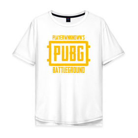 Мужская футболка хлопок Oversize с принтом PUBG в Курске, 100% хлопок | свободный крой, круглый ворот, “спинка” длиннее передней части | battle royal | playerunknowns battlegrounds | pubg | пабг | пубг