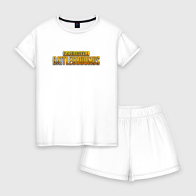 Женская пижама с шортиками хлопок с принтом PUBG в Курске, 100% хлопок | футболка прямого кроя, шорты свободные с широкой мягкой резинкой | battle royal | playerunknowns battlegrounds | pubg | пабг | пубг