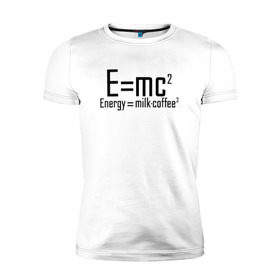 Мужская футболка премиум с принтом E=mc2 в Курске, 92% хлопок, 8% лайкра | приталенный силуэт, круглый вырез ворота, длина до линии бедра, короткий рукав | emc 2 | emc2 | знаменитые формулы | физика | формулы | эйнштейн