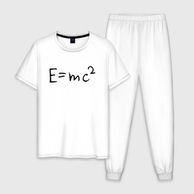 Мужская пижама хлопок с принтом E=mc2 в Курске, 100% хлопок | брюки и футболка прямого кроя, без карманов, на брюках мягкая резинка на поясе и по низу штанин
 | Тематика изображения на принте: emc 2 | emc2 | знаменитые формулы | физика | формулы | эйнштейн