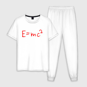 Мужская пижама хлопок с принтом E=mc2 в Курске, 100% хлопок | брюки и футболка прямого кроя, без карманов, на брюках мягкая резинка на поясе и по низу штанин
 | emc 2 | emc2 | знаменитые формулы | физика | формулы | эйнштейн