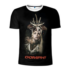 Мужская футболка 3D спортивная с принтом OOMPH в Курске, 100% полиэстер с улучшенными характеристиками | приталенный силуэт, круглая горловина, широкие плечи, сужается к линии бедра | Тематика изображения на принте: metal | oomph | rock | метал | рок