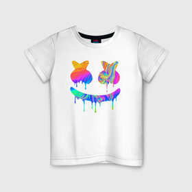 Детская футболка хлопок с принтом MARSHMELLO MELT в Курске, 100% хлопок | круглый вырез горловины, полуприлегающий силуэт, длина до линии бедер | america | dj | marshmello | melt | usa | америка | маршмелло