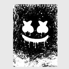 Скетчбук с принтом MARSHMELLO MELT в Курске, 100% бумага
 | 48 листов, плотность листов — 100 г/м2, плотность картонной обложки — 250 г/м2. Листы скреплены сверху удобной пружинной спиралью | america | dj | marshmello | usa | америка | брызги | краски | маршмелло