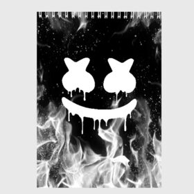 Скетчбук с принтом MARSHMELLO MELT в Курске, 100% бумага
 | 48 листов, плотность листов — 100 г/м2, плотность картонной обложки — 250 г/м2. Листы скреплены сверху удобной пружинной спиралью | america | dj | fire | flame | marshmello | usa | америка | маршмелло | огонь | пламя