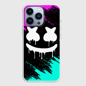 Чехол для iPhone 13 Pro с принтом MARSHMELLO MELT  МАРШМЕЛЛО НЕОН в Курске,  |  | Тематика изображения на принте: america | dj | marshmello | usa | америка | брызги | краски | маршмелло