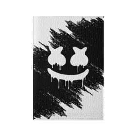 Обложка для паспорта матовая кожа с принтом MARSHMELLO MELT в Курске, натуральная матовая кожа | размер 19,3 х 13,7 см; прозрачные пластиковые крепления | Тематика изображения на принте: america | dj | marshmello | usa | америка | брызги | краски | маршмелло