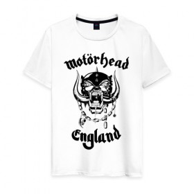 Мужская футболка хлопок с принтом MOTORHEAD в Курске, 100% хлопок | прямой крой, круглый вырез горловины, длина до линии бедер, слегка спущенное плечо. | england | motorhead | моторхед