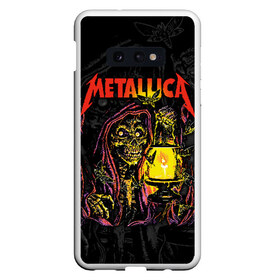 Чехол для Samsung S10E с принтом Metallica в Курске, Силикон | Область печати: задняя сторона чехла, без боковых панелей | american | death | fly | holds | james hetfield | kirk hammett | lantern | metal band | metallica | moths | music | mysticism | rock | skeleton | skull | американская | держит | джеймс хетфилд | ларс ульрих | летают | метал группа | металлика | мистика | 