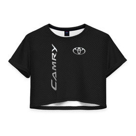 Женская футболка Cropp-top с принтом Toyota Camry в Курске, 100% полиэстер | круглая горловина, длина футболки до линии талии, рукава с отворотами | toyota | абстракция | авто | автомобиль | лого | логотип | машина | таета | тоета | тойота