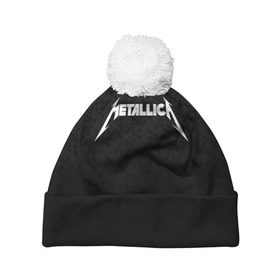 Шапка 3D c помпоном с принтом METALLICA (НА СПИНЕ) в Курске, 100% полиэстер | универсальный размер, печать по всей поверхности изделия | Тематика изображения на принте: lindemann | lm | rammstein | rock | кристиан лоренц | линдеманн | лм | музыка | рамштайн | рок | тилль линдеманн