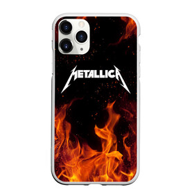 Чехол для iPhone 11 Pro Max матовый с принтом METALLICA (НА СПИНЕ) в Курске, Силикон |  | Тематика изображения на принте: fire | flame | metallica | металлика | огонь | пламя