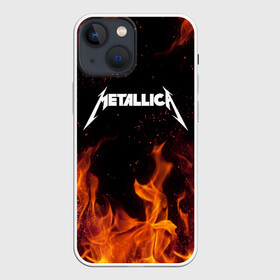 Чехол для iPhone 13 mini с принтом METALLICA (НА СПИНЕ) в Курске,  |  | fire | flame | metallica | металлика | огонь | пламя