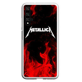 Чехол для Honor 20 с принтом METALLICA (НА СПИНЕ) в Курске, Силикон | Область печати: задняя сторона чехла, без боковых панелей | Тематика изображения на принте: fire | flame | metallica | металлика | огонь | пламя