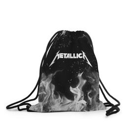 Рюкзак-мешок 3D с принтом METALLICA (НА СПИНЕ) в Курске, 100% полиэстер | плотность ткани — 200 г/м2, размер — 35 х 45 см; лямки — толстые шнурки, застежка на шнуровке, без карманов и подкладки | fire | flame | metallica | металлика | огонь | пламя