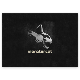 Поздравительная открытка с принтом Monstercat в Курске, 100% бумага | плотность бумаги 280 г/м2, матовая, на обратной стороне линовка и место для марки
 | monstercat | клуб | клубная музыка | кот | котенок | кошка | лейбл | монстар | монстар кет | монстер | музыка | танцевальная музыка | электронная | электронная музыка