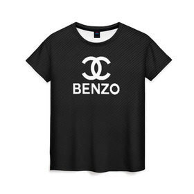 Женская футболка 3D с принтом BENZO GANG ( CARBON ) в Курске, 100% полиэфир ( синтетическое хлопкоподобное полотно) | прямой крой, круглый вырез горловины, длина до линии бедер | bbt | benzo | benzo gang | big baby tape | carbon | ббт | бензо | карбон