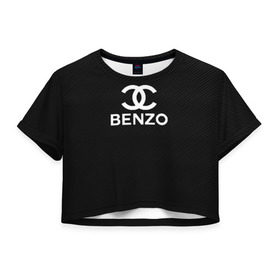 Женская футболка Cropp-top с принтом BENZO GANG ( CARBON ) в Курске, 100% полиэстер | круглая горловина, длина футболки до линии талии, рукава с отворотами | bbt | benzo | benzo gang | big baby tape | carbon | ббт | бензо | карбон