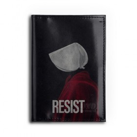 Обложка для автодокументов с принтом Resist в Курске, натуральная кожа |  размер 19,9*13 см; внутри 4 больших “конверта” для документов и один маленький отдел — туда идеально встанут права | Тематика изображения на принте: the handmaid’s tale | джозефова №2 | джун | джун осборн | маргарет | маргарет этвуд | рассказ служанки | служанка | фредова | элизабет мосс | этвуд