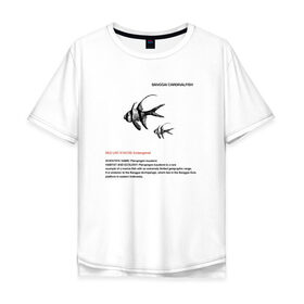 Мужская футболка хлопок Oversize с принтом Banggai Cardinalfish в Курске, 100% хлопок | свободный крой, круглый ворот, “спинка” длиннее передней части | animals | red book | red list | животные | животные из красной книги | красная книга | редкие животные