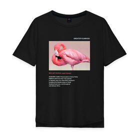 Мужская футболка хлопок Oversize с принтом Greater Flamingo в Курске, 100% хлопок | свободный крой, круглый ворот, “спинка” длиннее передней части | Тематика изображения на принте: animals | red book | red list | животные | животные из красной книги | красная книга | редкие животные | фламинго