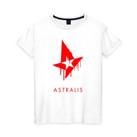 Женская футболка хлопок с принтом ASTRALIS в Курске, 100% хлопок | прямой крой, круглый вырез горловины, длина до линии бедер, слегка спущенное плечо | 