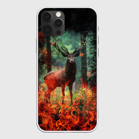 Чехол для iPhone 12 Pro Max с принтом Олень в горящем лесу Сибири в Курске, Силикон |  | Тематика изображения на принте: животные | лес | огонь | олень | пламы | пожар | сибирь