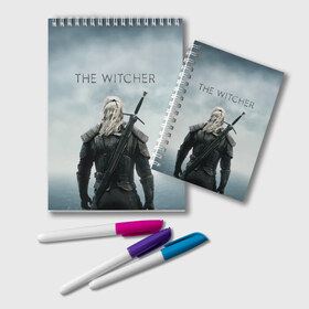 Блокнот с принтом THE WITCHER (Сериал) в Курске, 100% бумага | 48 листов, плотность листов — 60 г/м2, плотность картонной обложки — 250 г/м2. Листы скреплены удобной пружинной спиралью. Цвет линий — светло-серый
 | Тематика изображения на принте: bird | game | games | geralt | hunter | logo | monsters | series | star | the | witcher | wolf | ведьмак | волк | геральт | звезда | игра | игры | лого | медальон | монстры | охотник | птица | сериал | символ