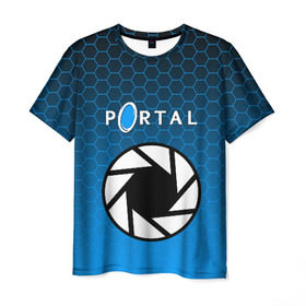 Мужская футболка 3D с принтом PORTAL в Курске, 100% полиэфир | прямой крой, круглый вырез горловины, длина до линии бедер | glados | half life. | portal | пиктограммы | портал | телепорт