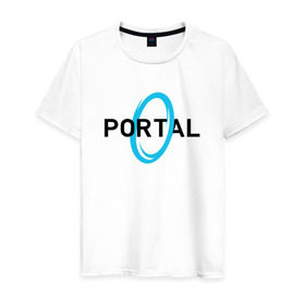 Мужская футболка хлопок с принтом PORTAL в Курске, 100% хлопок | прямой крой, круглый вырез горловины, длина до линии бедер, слегка спущенное плечо. | glados | half life. | portal | пиктограммы | портал | телепорт