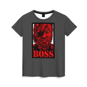 Женская футболка 3D с принтом Big Boss MGS в Курске, 100% полиэфир ( синтетическое хлопкоподобное полотно) | прямой крой, круглый вырез горловины, длина до линии бедер | art | big boss | game | metal gear | metal gear solid | mgs | кодзима гений