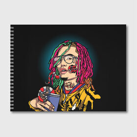 Альбом для рисования с принтом Lil Pump в Курске, 100% бумага
 | матовая бумага, плотность 200 мг. | Тематика изображения на принте: esskeetit | gazzy garcia | gucci gang | lil pump | lilpump | газзи гарсия | лил памп | рэп | рэпер | эшкере