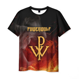 Мужская футболка 3D с принтом POWERWOLF в Курске, 100% полиэфир | прямой крой, круглый вырез горловины, длина до линии бедер | powerwolf | wolf | метал | пауэр метал. | повервольф | поверфульф | рок | хэви металб