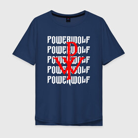 Мужская футболка хлопок Oversize с принтом POWERWOLF в Курске, 100% хлопок | свободный крой, круглый ворот, “спинка” длиннее передней части | Тематика изображения на принте: powerwolf | wolf | метал | пауэр метал. | повервольф | поверфульф | рок | хэви металб