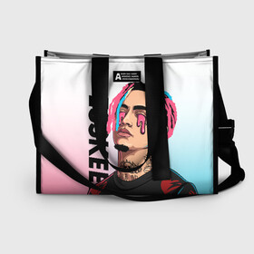 Сумка-шоппер 3D с принтом Lil Pump в Курске, 100% полиэстер | застегивается на металлическую кнопку; внутренний карман застегивается на молнию. Стенки укреплены специальным мягким материалом, чтобы защитить содержимое от несильных ударов
 | esskeetit | gazzy garcia | gucci gang | lil pump | lilpump | газзи гарсия | лил памп | рэп | рэпер | эшкере