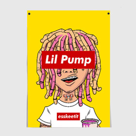 Постер с принтом Lil Pump в Курске, 100% бумага
 | бумага, плотность 150 мг. Матовая, но за счет высокого коэффициента гладкости имеет небольшой блеск и дает на свету блики, но в отличии от глянцевой бумаги не покрыта лаком | esskeetit | gazzy garcia | gucci gang | lil pump | lilpump | газзи гарсия | лил памп | рэп | рэпер | эшкере