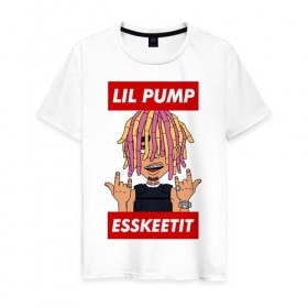 Мужская футболка хлопок с принтом Lil Pump в Курске, 100% хлопок | прямой крой, круглый вырез горловины, длина до линии бедер, слегка спущенное плечо. | Тематика изображения на принте: esskeetit | gazzy garcia | gucci gang | lil pump | lilpump | газзи гарсия | лил памп | рэп | рэпер | эшкере