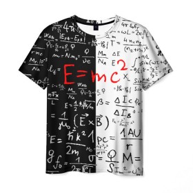 Мужская футболка 3D с принтом E=mc2 в Курске, 100% полиэфир | прямой крой, круглый вырез горловины, длина до линии бедер | emc 2 | emc2 | знаменитые формулы | физика | формулы | эйнштейн