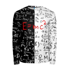 Мужской лонгслив 3D с принтом E=mc2 в Курске, 100% полиэстер | длинные рукава, круглый вырез горловины, полуприлегающий силуэт | Тематика изображения на принте: emc 2 | emc2 | знаменитые формулы | физика | формулы | эйнштейн