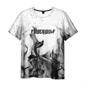 Мужская футболка 3D с принтом POWERWOLF в Курске, 100% полиэфир | прямой крой, круглый вырез горловины, длина до линии бедер | Тематика изображения на принте: powerwolf | wolf | метал | пауэр метал. | повервольф | поверфульф | рок | хэви металб