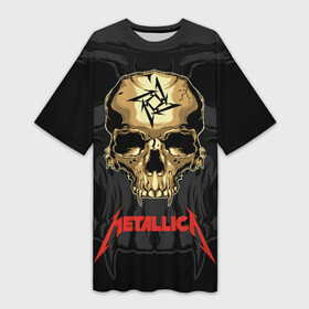 Платье-футболка 3D с принтом Metallica в Курске,  |  | american | james hetfield | kirk hammett | l | metal band | metallic | metallica | music | robot | rock | scales | sitting | skeleton | skull | throne | американская | джеймс хетфилд | кирк хэмметт | ларс ульрих | логотип | метал группа | металл