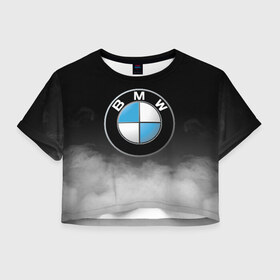 Женская футболка Cropp-top с принтом BMW в Курске, 100% полиэстер | круглая горловина, длина футболки до линии талии, рукава с отворотами | bmw | bmw performance | m | motorsport | performance | бмв | моторспорт