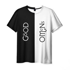 Мужская футболка 3D с принтом GOOD OMENS (КРЫЛЬЯ) в Курске, 100% полиэфир | прямой крой, круглый вырез горловины, длина до линии бедер | good omens | благие знамения | терри пратчетт