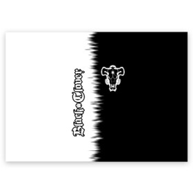 Поздравительная открытка с принтом ЧЁРНЫЙ КЛЕВЕР в Курске, 100% бумага | плотность бумаги 280 г/м2, матовая, на обратной стороне линовка и место для марки
 | asta | black bull | black clover | bull | clover | аста | бык | клевер | чёрный бык | чёрный клевер