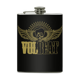 Фляга с принтом Volbeat в Курске, металлический корпус | емкость 0,22 л, размер 125 х 94 мм. Виниловая наклейка запечатывается полностью | groove metal | hardcore | psychobilly | volbeat | волбит